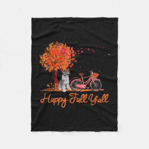 Happy Herfst Yall Funny Schnauzer Dog najaar fiets Fleece Deken
