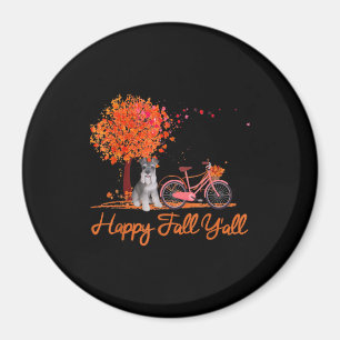 Happy Herfst Yall Funny Schnauzer Dog najaar fiets Magneet