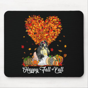 Happy Herfst Y'all Funny Shih Tzu Autumn Pumpkins Muismat