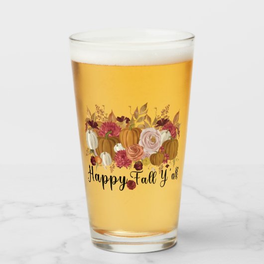 Happy Herfst Y'all Glas (Voorkant gevuld)