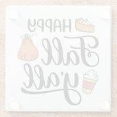Happy Herfst Y'all Glazen Onderzetter (Achterkant)