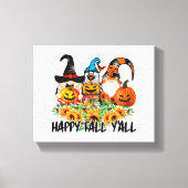 Happy Herfst Y'all Gnome Leopard Gnome Sunflower Canvas Afdruk (Voorkant)