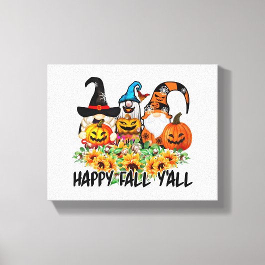 Happy Herfst Y'all Gnome Leopard Gnome Sunflower Canvas Afdruk (Voorkant)