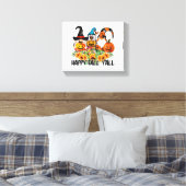 Happy Herfst Y'all Gnome Leopard Gnome Sunflower Canvas Afdruk (Insitu (Slaapkamer))