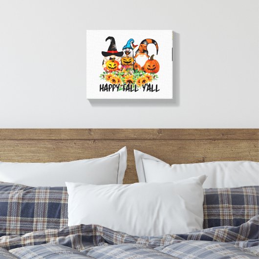 Happy Herfst Y'all Gnome Leopard Gnome Sunflower Canvas Afdruk (Insitu (Slaapkamer))