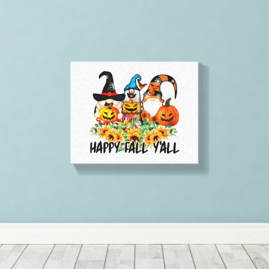 Happy Herfst Y'all Gnome Leopard Gnome Sunflower Canvas Afdruk (Insitu (Houten vloer))