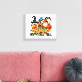 Happy Herfst Y'all Gnome Leopard Gnome Sunflower Canvas Afdruk (Insitu (Woonkamer))