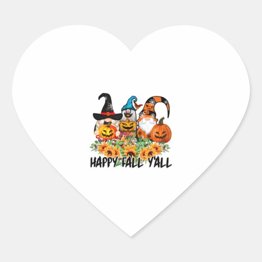 Happy Herfst Y'all Gnome Leopard Gnome Sunflower Hart Sticker (Voorkant)