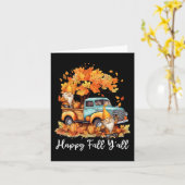 Happy Herfst Y'all Gnome Pompoen Truck Thanksgivin Kaart (Gele Bloem)