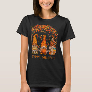 Happy Herfst Y'all Gnome Pumpkin Autumn Leaves T-shirt