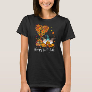 Happy Herfst Y'all Gnomes Leopard Pumpkin Autumn T T-shirt