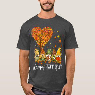 Happy Herfst Yall Gnomes Pumpkin Autumn Vibes Beda T-shirt