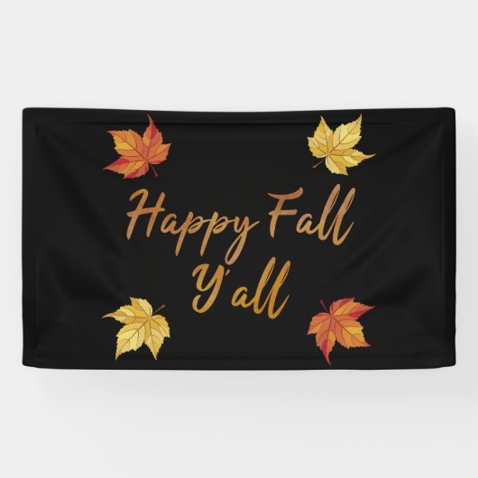 Happy Herfst Y'all herfst Maple Leaf Spandoek (Horizontaal)