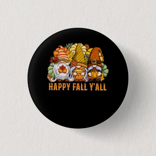 Happy Herfst Y'all herfstkabouters pompoen kruiden Ronde Button 3,2 Cm (Voorkant)