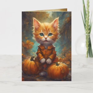 Happy Herfst Y'all Kitten, Pumpkin Patch Cat Kaart
