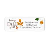Happy Herfst Y'all Leaves Fun Custom Address Etiket (Voorkant)