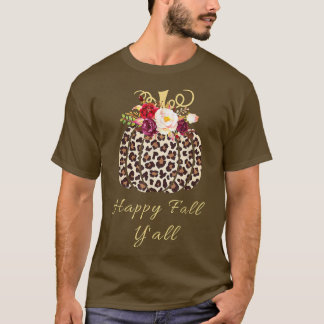 Happy Herfst Y'all Leopard Print Pumpkin T-Shirt
