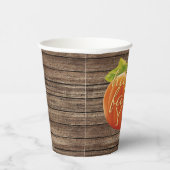 Happy Herfst Y'all Oranje pompoen op Planks Patter Papieren Bekers (Rechts)