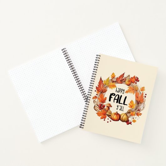 Happy Herfst Y'all - Pompoen & Herfst Bladeren Kra Notitieboek (Binnen)