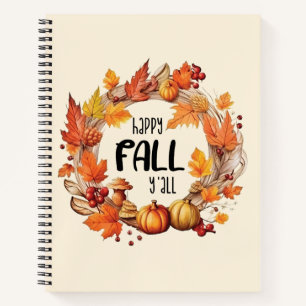 Happy Herfst Y'all - Pompoen & Herfst Bladeren Kra Notitieboek