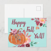 Happy Herfst Y'all Pumpkin Briefkaart (Voorkant / Achterkant)
