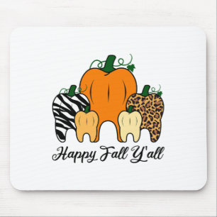 Happy Herfst Y'all Pumpkin Tooth Leopard Zebra Hal Muismat