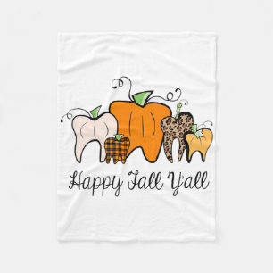 Happy Herfst Y'all Pumpkin Tooth Lepard Halloween Fleece Deken