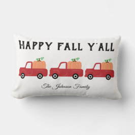 Happy Herfst Y'all Red Truck Pumpkin Lumbar Pillow Kussen