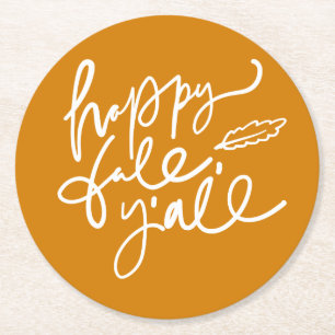 Happy Herfst Y'all Ronde Kartonnen Onderzetter