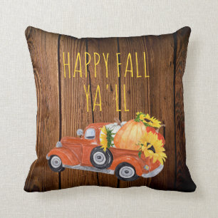 Happy Herfst Ya'll Rustieke Pick-up Pompoenen Kussen