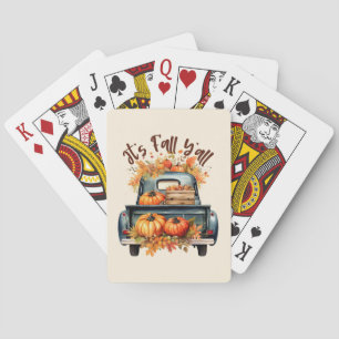 Happy Herfst Y'all – Rustieke truck met pompoenen Pokerkaarten