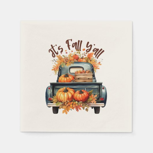 Happy Herfst Y'all – Rustieke truck met pompoenen Servet (Voorkant)