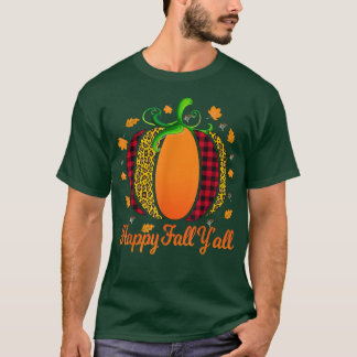 Happy Herfst Y'all Shirt Mannen pompoen luipaard C