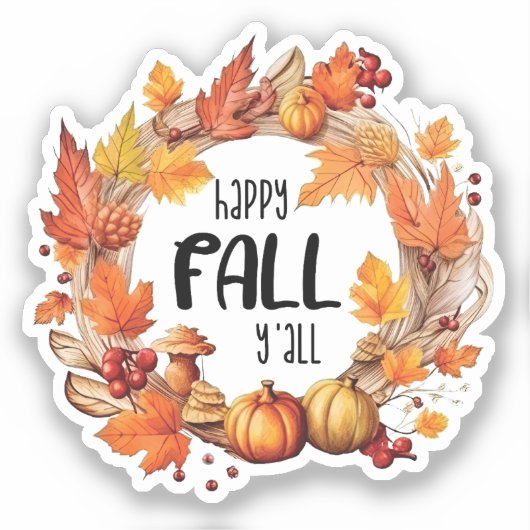 Happy Herfst Y'all Sticker (Voorkant)