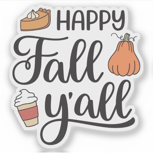 Happy Herfst Y'all Sticker (Voorkant)