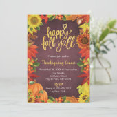 Happy Herfst Y'all Thanksgiving Dinner Invitation Kaart (Staand voorkant)