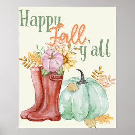 Happy Herfst Y'all Wall Art Decor Poster