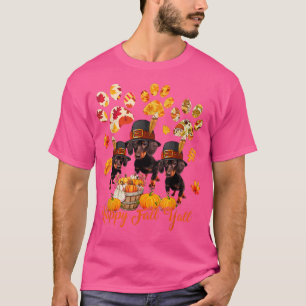 Happy hern Yall Thanksgiving Three Dachshund Dog T-shirt