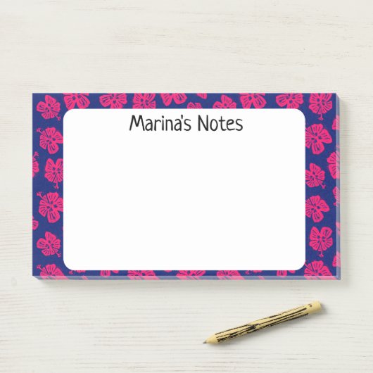 Happy Hibiscus Flower Personal Post-it® Notes (Sur un bureau)