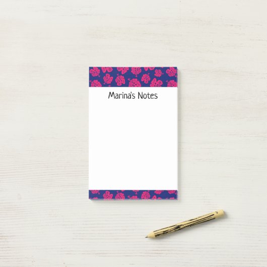 Happy Hibiscus Flower Personal Post-it® Notes (Sur un bureau)