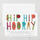 Happy Hip Hip Horay Anniversaire Invitation de fêt (Devant / Derrière)