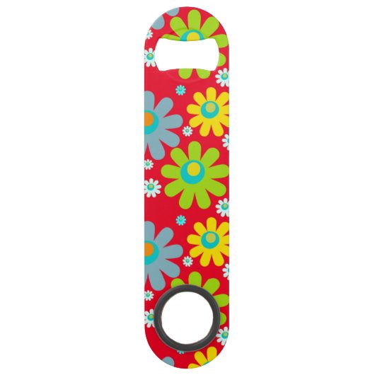 Happy Hippie Flowers Speed Flessenopener (Voorkant)