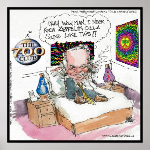 Happy Hippie Funny Poster van LT Cartoons