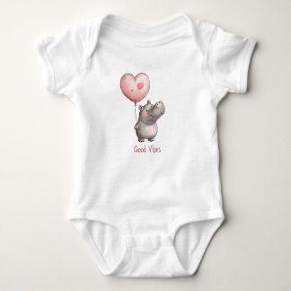 Happy Hippo Good Vibes Heart Balloon Romper
