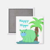 Happy Hippo in het water Magneet (Voorkant / Achterkant)