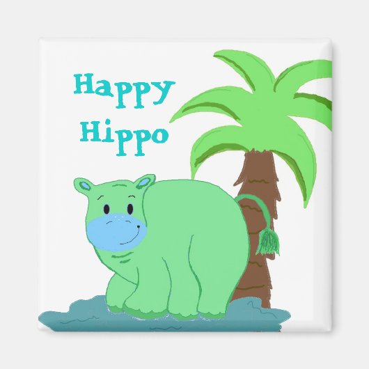 Happy Hippo in het water Magneet (Voorkant)