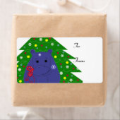 Happy Hippo-kerstontwerp Etiket (Insitu)