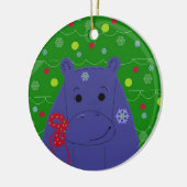 Happy Hippo-kerstontwerp Keramisch Ornament (Links)
