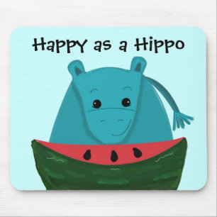 Happy Hippo met Watermelon Slice Muismat