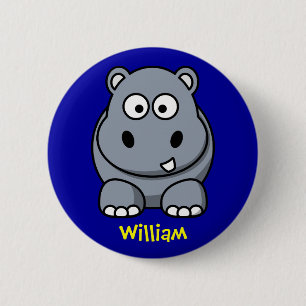 Happy hippo ronde button 5,7 cm
